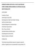 INFORMATICS NURSING CERTIFICATION &ndash; PRACTICE QUESTIONS AND&NewLine;CORRECT ANSWERS &lpar;VERIFIED ANSWERS&rpar; PLUS RATIONALES 2026 Q&A &vert;&NewLine;INSTANT DOWNLOAD PDF&period;