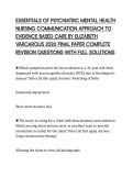 ESSENTIALS OF PSYCHIATRIC MENTAL HEALTH&NewLine;NURSING COMMUNICATION APPROACH TO&NewLine;EVIDENCE BASED CARE BY ELIZABETH&NewLine;VARCAROLIS 2026 FINAL PAPER COMPLETE&NewLine;REVISION QUESTIONS WITH FULL SOLUTIONS&NewLine;