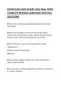 ESTHETICIAN STATE BOARD 2026 FINAL PAPER&NewLine;COMPLETE REVISION QUESTIONS WITH FULL&NewLine;SOLUTIONS&NewLine;