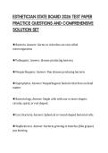 ESTHETICIAN STATE BOARD 2026 TEST PAPER&NewLine;PRACTICE QUESTIONS AND COMPREHENSIVE&NewLine;SOLUTION SET&NewLine;