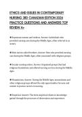 ETHICS AND ISSUES IN CONTEMPORARY&NewLine;NURSING 3RD CANADIAN EDITION 2026&NewLine;PRACTICE QUESTIONS AND ANSWERS TOP&NewLine;REVIEW A&plus;