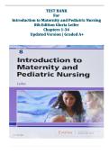 Test Bank for Introduction to Maternity and Pediatric Nursing 8th Edition by Gloria Leifer &vert; Complete All 34 Chapters &vert;Rationales