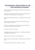 VA Contractors General Class A or B Exam Questions and Answers Verified Study Guide