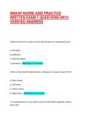 NNAAP NURSE AIDE PRACTICE WRITTEN EXAM 1 QUESTIONS WITH VERIFIED ANSWERS