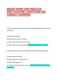 NNAAP NURSE AIDE PRACTICE WRITTEN EXAM 2 QUESTIONS AND CORRECT ANSWERS