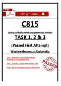 WGU C815 Tasks 1&ndash;3 &ndash; Quality and Performance Management and Methods &ndash; &lpar;Passed Task&rpar;
