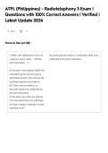 ATPL &lpar;Philippines&rpar; - Radiotelephony 3 Exam &vert;&NewLine;Questions with 100&percnt; Correct Answers &vert; Verified &vert;&NewLine;Latest Update 2026
