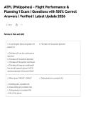 ATPL &lpar;Philippines&rpar; - Flight Performance &&NewLine;Planning 1 Exam &vert; Questions with 100&percnt; Correct&NewLine;Answers &vert; Verified &vert; Latest Update 2026