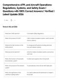 Comprehensive ATPL and Aircraft Operations&colon;&NewLine;Regulations&comma; Systems&comma; and Safety Exam &vert;&NewLine;Questions with 100&percnt; Correct Answers &vert; Verified &vert;&NewLine;Latest Update 2026