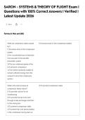 SARON - SYSTEMS & THEORY OF FLIGHT Exam &vert;&NewLine;Questions with 100&percnt; Correct Answers &vert; Verified &vert;&NewLine;Latest Update 2026