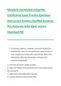 Maryland Journeyman Carpenter &NewLine;Certification Exam Practice Questions &NewLine;And Correct Answers &lpar;Verified Answers&rpar; &NewLine;Plus Rationale 2026 Q&A&vert; Instant &NewLine;Download Pdf  
