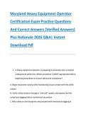 Maryland Heavy Equipment Operator &NewLine;Certification Exam Practice Questions &NewLine;And Correct Answers &lpar;Verified Answers&rpar; &NewLine;Plus Rationale 2026 Q&A&vert; Instant &NewLine;Download Pdf 