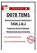 WGU D078 TEM1 Tasks 1&ndash;2 &ndash; Business Environment Applications I &ndash; &lpar;Passed Task&rpar;