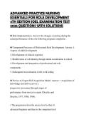 ADVANCED PRACTICE NURSING&NewLine;ESSENTIALS FOR ROLE DEVELOPMENT&NewLine;4TH EDITION JOEL EXAM SCRIPT 2026&NewLine;COMPLETE QUESTIONS AND CORRECT&NewLine;ANSWERS&NewLine;