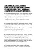 ADVANCED PRACTICE NURSING&NewLine;ESSENTIALS FOR ROLE DEVELOPMENT&NewLine;4TH EDITION JOEL EXAMINATION TEST&NewLine;2026 QUESTIONS WITH SOLUTIONS