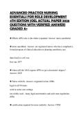 ADVANCED PRACTICE NURSING&NewLine;ESSENTIALS FOR ROLE DEVELOPMENT&NewLine;4TH EDITION JOEL STUDY GUIDE 2026&NewLine;QUESTIONS WITH ANSWERS GRADED A&plus;