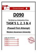 WGU D090 Tasks 1&ndash;4 &ndash; The School as a Community of Care &ndash; &lpar;Passed Task&rpar;