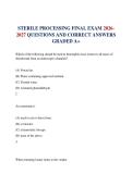 STERILE PROCESSING FINAL EXAM 2026-2027 QUESTIONS AND CORRECT ANSWERS GRADED A&plus;
