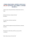 STERILE PROCESSING CERTIFICATION EXAM 2026-2027 QUESTIONS AND CORRECT ANSWERS GRADED A&plus;