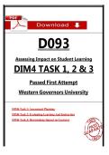 WGU D093 DIM4 Tasks 1&ndash;3 &ndash; Assessing Impact on Student Learning &ndash; &lpar;Passed Task&rpar;