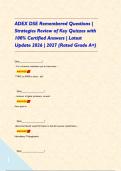ADEX DSE Remembered Questions &vert; Strategies Review of Key Quizzes with 100&percnt; Certified Answers &vert; Latest Update 2026 &vert; 2027 &lpar;Rated Grade A&plus;&rpar;&NewLine;&NewLine;