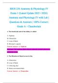 BIOS 256 Anatomy & Physiology IV &NewLine;Exam 1 &lpar;Latest Update 2025 &sol; 2026&rpar; &NewLine;Anatomy and Physiology IV with Lab &vert; &NewLine;Questions & Answers &vert; 100&percnt; Correct &vert; &NewLine;Grade A - Chamberlain