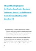 Maryland Building Inspector &NewLine;Certification Exam Practice Questions &NewLine;And Correct Answers &lpar;Verified Answers&rpar; &NewLine;Plus Rationale 2026 Q&A&vert; Instant &NewLine;Download Pdf 