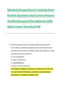 Maryland Acupuncturist Licensing Exam &NewLine;Practice Questions And Correct Answers &NewLine;&lpar;Verified Answers&rpar; Plus Rationale 2026 &NewLine;Q&A&vert; Instant Download Pdf 