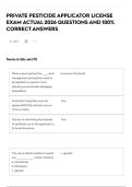 PRIVATE PESTICIDE APPLICATOR LICENSE EXAM ACTUAL 2026 QUESTIONS AND 100&percnt; CORRECT ANSWERS