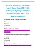 BIOS 256 Anatomy & Physiology IV &NewLine;Exam 2 &lpar;Latest Update 2025 &sol; 2026&rpar; &NewLine;Anatomy and Physiology IV with Lab &vert; &NewLine;Questions & Answers &vert; 100&percnt; Correct &vert; &NewLine;Grade A - Chamberlain
