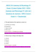 BIOS 256 Anatomy & Physiology IV &NewLine;Exam 4 &lpar;Latest Update 2025 &sol; 2026&rpar; &NewLine;Anatomy and Physiology IV with Lab &vert; &NewLine;Questions & Answers &vert; 100&percnt; Correct &vert; &NewLine;Grade A - Chamberlain