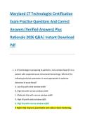 Maryland CT Technologist Certification &NewLine;Exam Practice Questions And Correct &NewLine;Answers &lpar;Verified Answers&rpar; Plus &NewLine;Rationale 2026 Q&A&vert; Instant Download &NewLine;Pdf 