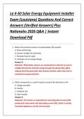 La 4-50 Solar Energy Equipment Installer &NewLine;Exam &lpar;Louisiana&rpar; Questions And Correct &NewLine;Answers &lpar;Verified Answers&rpar; Plus &NewLine;Rationales 2026 Q&A &vert; Instant &NewLine;Download Pdf 