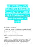 2026&sol;2027  SOFTBALL EXAM QUESTIONS & ANSWERS &vert; Correct Solutions &vert; NFHS & USA Softball Umpire Prep &vert; Pass Guaranteed - A&plus; Graded