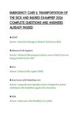 EMERGENCY CARE & TRANSPORTATION OF&NewLine;THE SICK AND INJURED EXAMPREP 2026&NewLine;COMPLETE QUESTIONS AND ANSWERS&NewLine;ALREADY PASSED