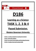 WGU D186 Tasks 1&ndash;4 &ndash; Learning as a Science &ndash; &lpar;Passed Task&rpar;