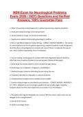 MSN Exam for Neurological Problems Exam &lpar;2026 &sol; 2027&rpar; Questions and Verified Answers&comma; 100&percnt; Guarantee Pass