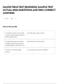 MAJOR FIELD TEST &lpar;BUSINESS&rpar; SAMPLE TEST ACTUAL 2026 QUESTIONS AND 100&percnt; CORRECT ANSWERS