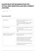 MAJOR FIELD TEST BUSINESS STUDY SET ACTUAL 2026 QUESTIONS AND 100&percnt; CORRECT ANSWERS
