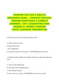 PEARSON VUE LIFE & HEALTH INSURANCE EXAM &mdash; 2026&sol;2027 EDITION &vert; &NewLine; VERIFIED QUESTIONS & CORRECT ANSWERS &vert; 100&percnt; GUARANTEED PASS GRADED A&plus; NEWEST VERSION&NewLine;STATE LICENSING PREPARATION&NewLine;