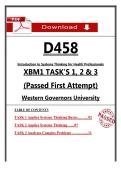 WGU D458 XBM1 Tasks 1&ndash;3 &ndash; Introduction to Systems Thinking for Health Professionals &ndash; &lpar;Passed Task&rpar;