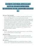 EXTRON CONTROL SPECIALIST&NewLine;ACTUAL EXAM PAPER 2026&NewLine;QUESTIONS WITH ANSWERS GRADED&NewLine;A&plus;&NewLine;