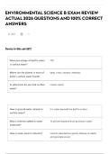 ENVIRONMENTAL SCIENCE B EXAM REVIEW ACTUAL 2026 QUESTIONS AND 100&percnt; CORRECT ANSWERS