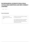 ENVIRONMENTAL SCIENCE B FINAL EXAM ACTUAL 2026 QUESTIONS AND 100&percnt; CORRECT ANSWERS