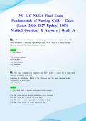 NU 136&sol; NU136 Final Exam &ndash; Fundamentals of Nursing &vert; Galen &lpar;Latest 2026&sol; 2027 Update&rpar; 100&percnt; Verified Questions & Answers &vert; Grade A