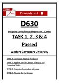 WGU D630 OIM2 Tasks 1&ndash;4 &ndash; Designing Curriculum and Instruction 1 &ndash; &lpar;Passed Task&rpar;