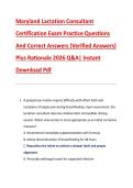 Maryland Lactation Consultant &NewLine;Certification Exam Practice Questions &NewLine;And Correct Answers &lpar;Verified Answers&rpar; &NewLine;Plus Rationale 2026 Q&A&vert; Instant &NewLine;Download Pdf 