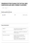 FRESENIUS STUDY GUIDE CCHT ACTUAL 2026 QUESTIONS AND 100&percnt; CORRECT ANSWERS