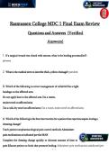 MDC 1 Final Exam Review &vert; Verified Nursing Q&A
