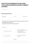 FINAL TEST FOR FRESENIUS STUDY GUIDE ACTUAL 2026 QUESTIONS AND 100&percnt; CORRECT ANSWERS